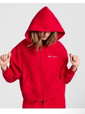 NWOT Champion Red Full-Zip Hoodie with Hood. Champion embroidered cropped